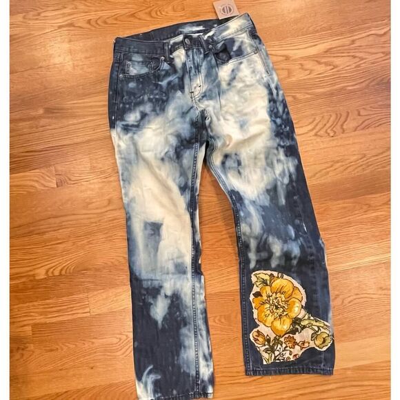 Women's Upcycled Dyed Patchwork Vintage Levi's 559 Straight Leg Jeans sz. 30 x30 - Picture 1 of 10